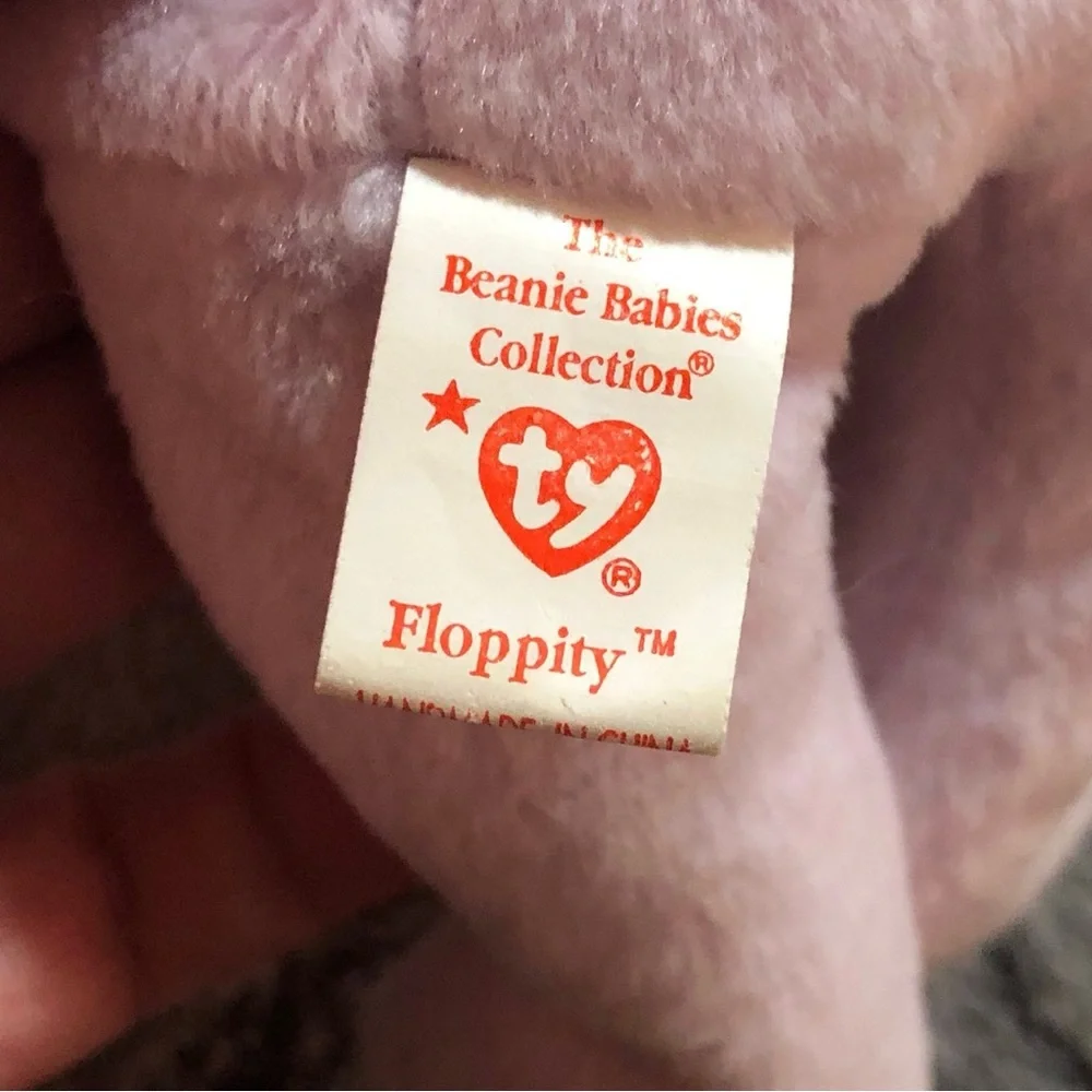 Retired TY Beanie Baby 1996 FLOPPITY Bunny Tag Error, born May 28, 1996